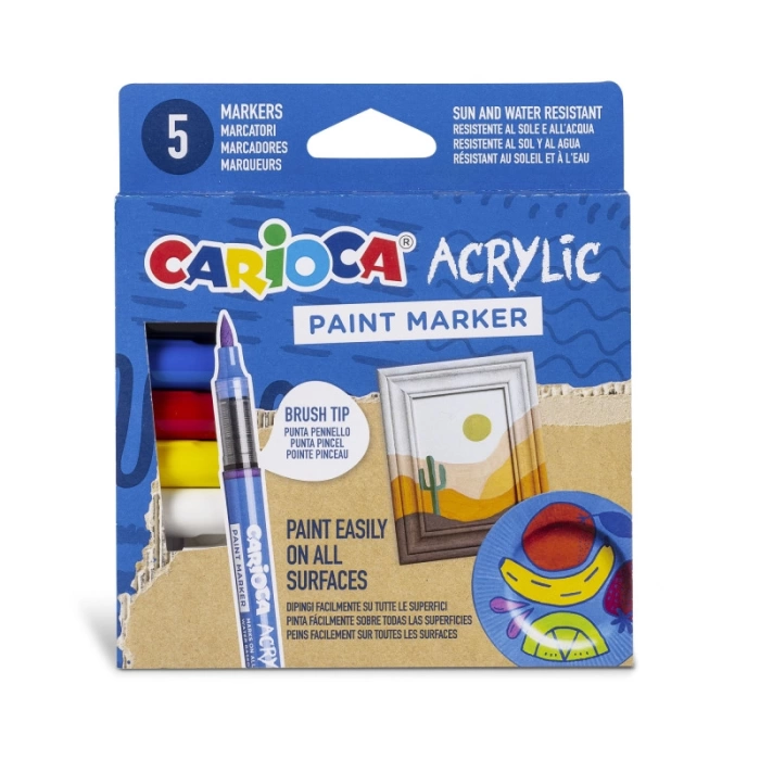 CARIOCA AKRİLİK PAİNT MARKER SU BAZLI FIRÇA UÇLU 5Lİ