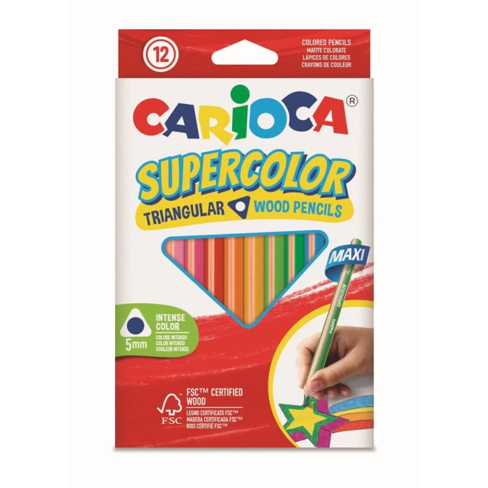 CARİOCA SUPERCOLOR MAXI ÜÇGEN KURU BOYA KALEMİ 12Lİ