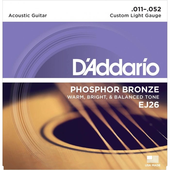 DADDARIO EJ26 AKUSTİK GİTAR TEL SETİ, 11-52, PHOSPHOR BRONZE, CUSTOM LIGHT