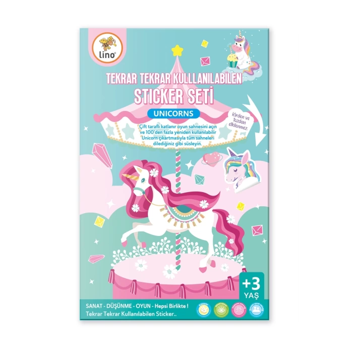 LİNO TEKRAR TEKRAR KULLANILABİLEN STICKER SETİ UNICORNS