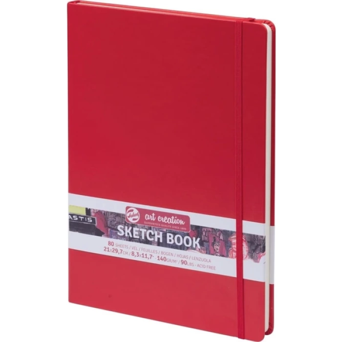 Talens Art Creation Sketchbook Sert Kapak Eskiz Defteri 80 Yaprak 140 gr 21 x 29,7 cm Red