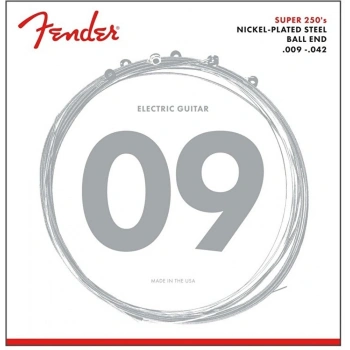 Fender Super 250s Guitar Strings Nickel Plated Steel Ball End 250L Gauges .009-.042 String Sets - Elektro Gitar Teli
