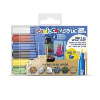CARİOCA AKRİLİK PAİNT MARKER SU BAZLI MAXİ 6LI