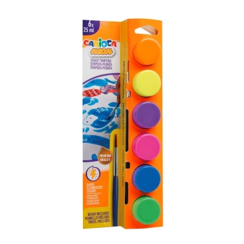 CARİOCA FOSFORLU TEMPERA SULUBOYA SÜPER YIKANABİLİR FIRÇALI 6*25 ML 6 RENK KARIŞIK