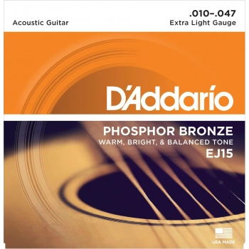 DADDARIO EJ15 AKUSTİK GİTAR TEL SETİ, 10-47, PHOSPHOR BRONZE, EXTRA LIGHT