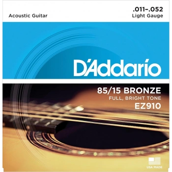 DADDARİO EZ910 AKUSTİK GİTAR TEL SETİ, 85/15 BRONZE, LIGHT GAUGE