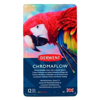 Derwent Chromaflow Kuru Boya Kalem Seti Metal Kutu 12li
