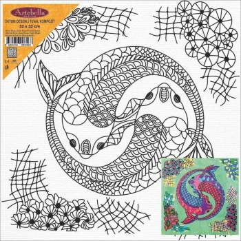 DKT098 desenli tuval kompozit boyama 32X32 cm