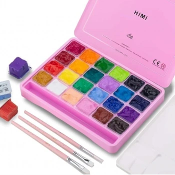 Himi Jelly Cup Gouache Set 24 Colours Guache +3 Brushe