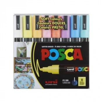 Uni Posca 1.8-2.5 Su Bazlı Poster Markörü Sotf Renk 8Li PC-5M-8C