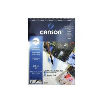 Canson Mix Media Spiralli Çizim Defteri 200g A3 20 Yaprak