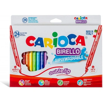 CARİOCA BIRELLO SÜPER YIKANABİLİR ÇİFT TARAFLI KEÇELİ BOYA KALEMİ 24L