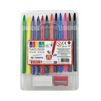 Südor Plastik Crayon 12 Li Mum Boyası (silgi + Kalemtraş Hediyeli)