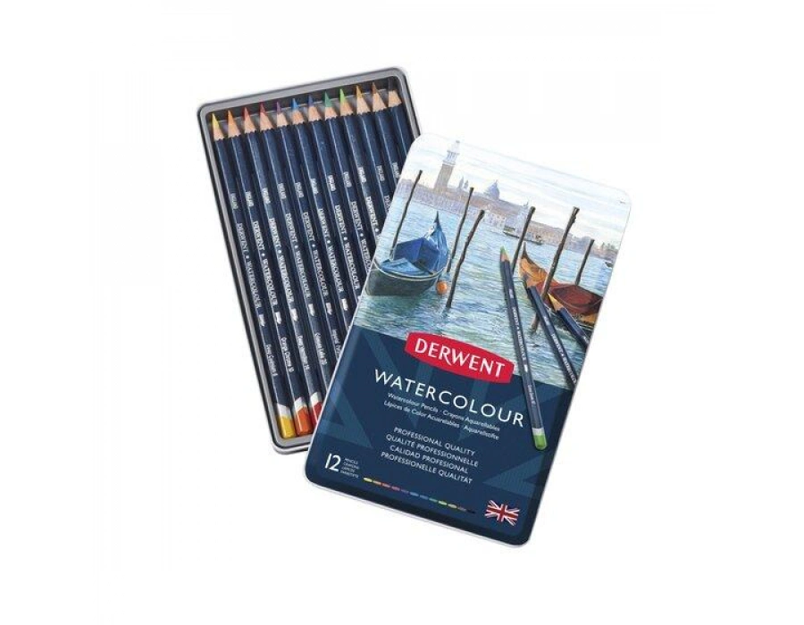 DERWENT WATERCOLOUR 12,li TENEKE KUTU su ile karıştırılabilir