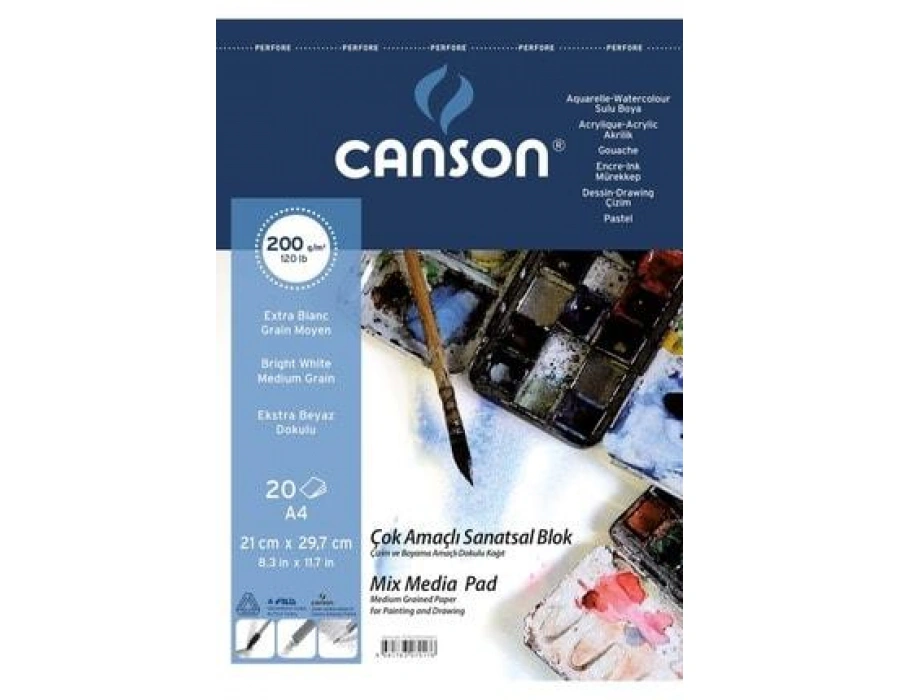 Canson 200 Gr Spiralli A4 20 Sayfa Fineface Çok Amaçlı Sanatsal Blok DEFTER