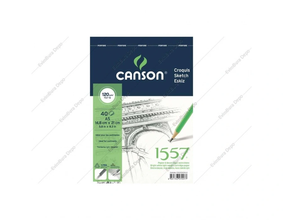 Canson 1557 Resim ve Çizim Bloğu 120 gr A5 40 Sayfa