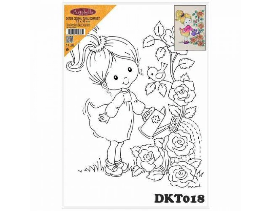 DKT018 desenli tuval kompozit boyama 25x35 cm