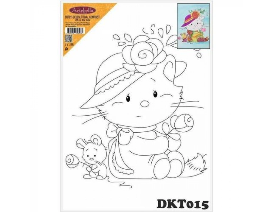 DKT015 desenli tuval kompozit boyama 25x35 cm