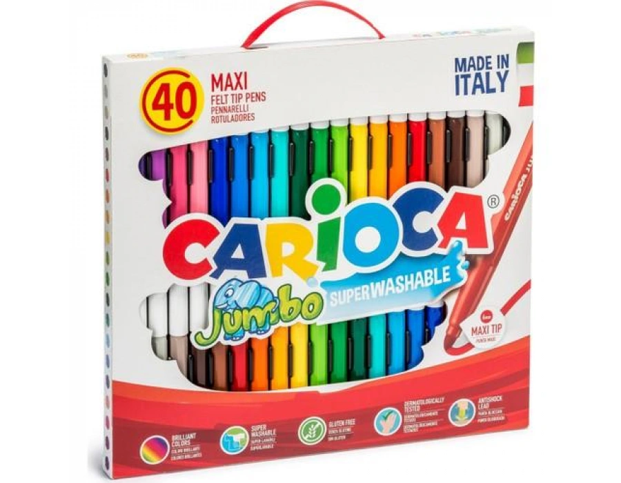 Carioca Jumbo Süper Yıkanabilir Keçeli Boya Kalemi 40’lı