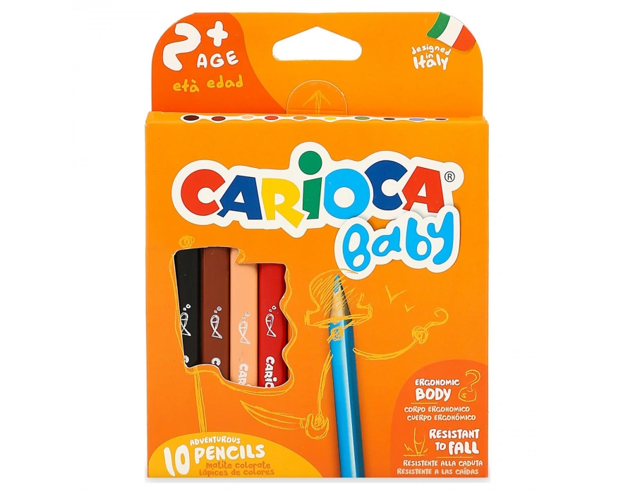 CARİOCA JUMBO BEBEK ÜÇGEN KURU BOYA KALEMİ 10LU +2 YAŞ
