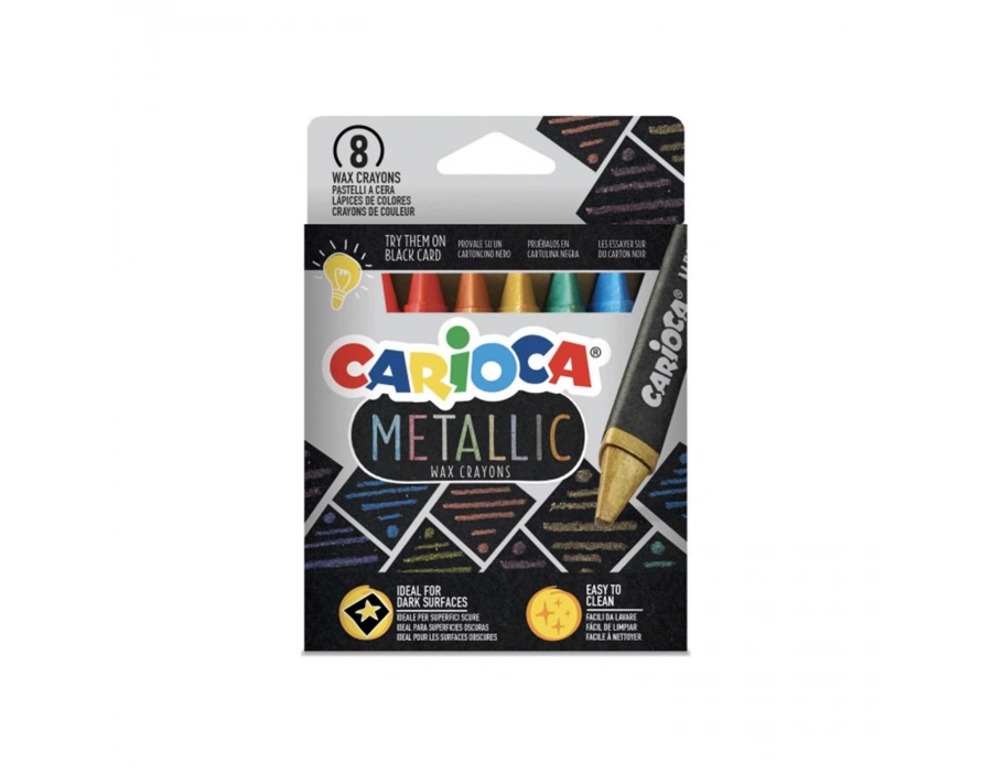 Carioca metalik wax maxi yıkanabilir pastel boya kalemi 8 li