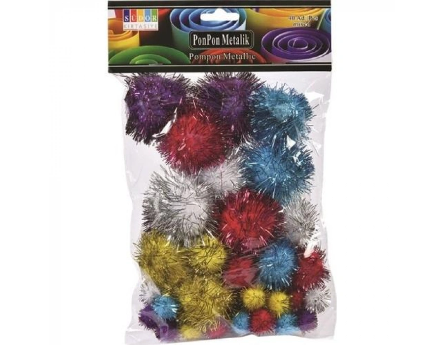 Südor Metalik Ponpon 40 Lı / 15-28-38 Cm / Ss13-2