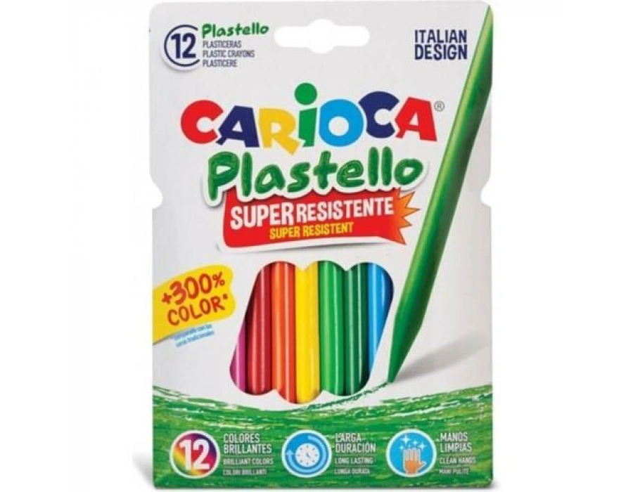 CARİOCA ELLERİ KİRLETMEYEN YIKANABİLİR PASTEL BOYA KALEMİ plastello 12 Li