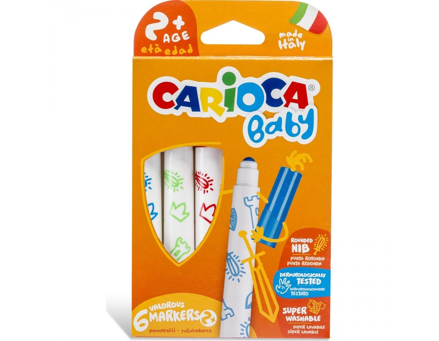 carioca jumbo bebek süper yıkanabilir keçeli boya kalemi 6 lı 2 yaş