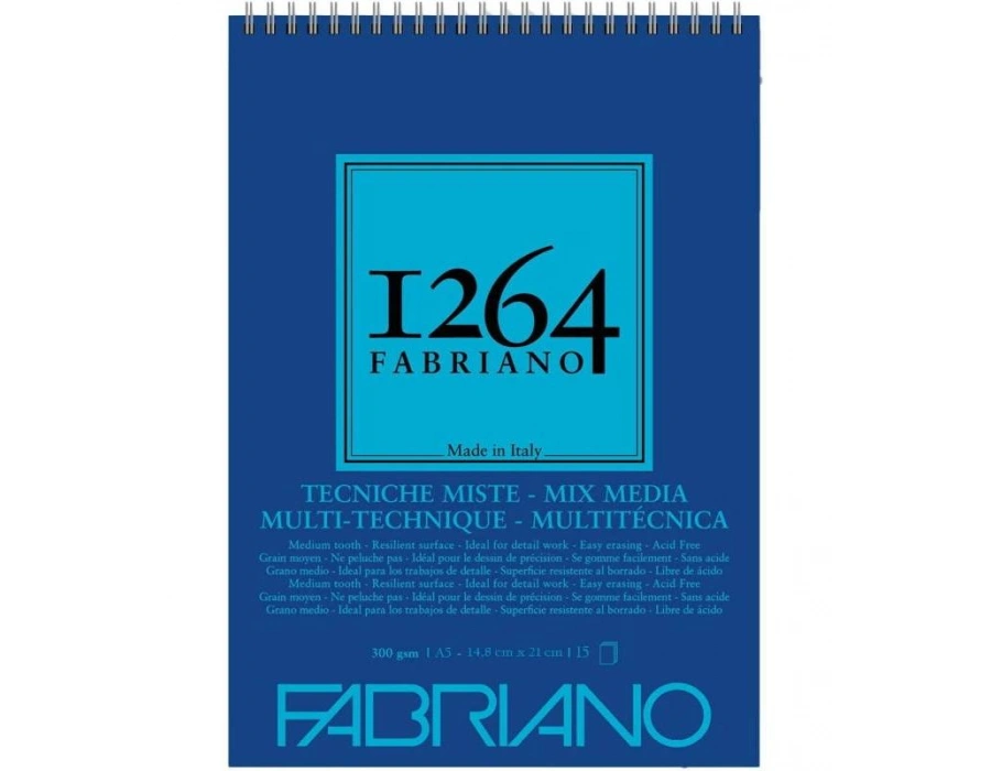 Fabriano 1264 MİX MEDİA DEFTER 300 GR A5 -15 yp spiralli