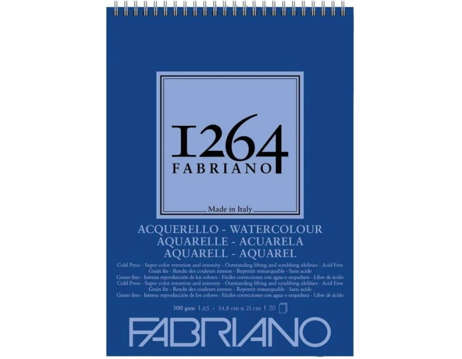 Fabriano 1264 w c suluboya defteri 300 gr A5 20 yp spiralli