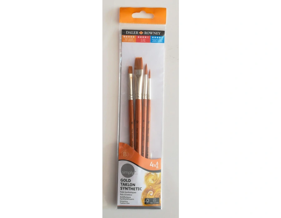 Daler Rowney Simply Gold Taklon Sentetik 4 lüFırça Seti 401