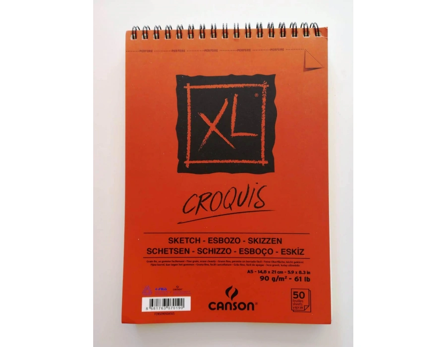 Canson A5-90 G Croquis Xl Eskiz Çizim Defteri Üstten Spiralli 50 Yp