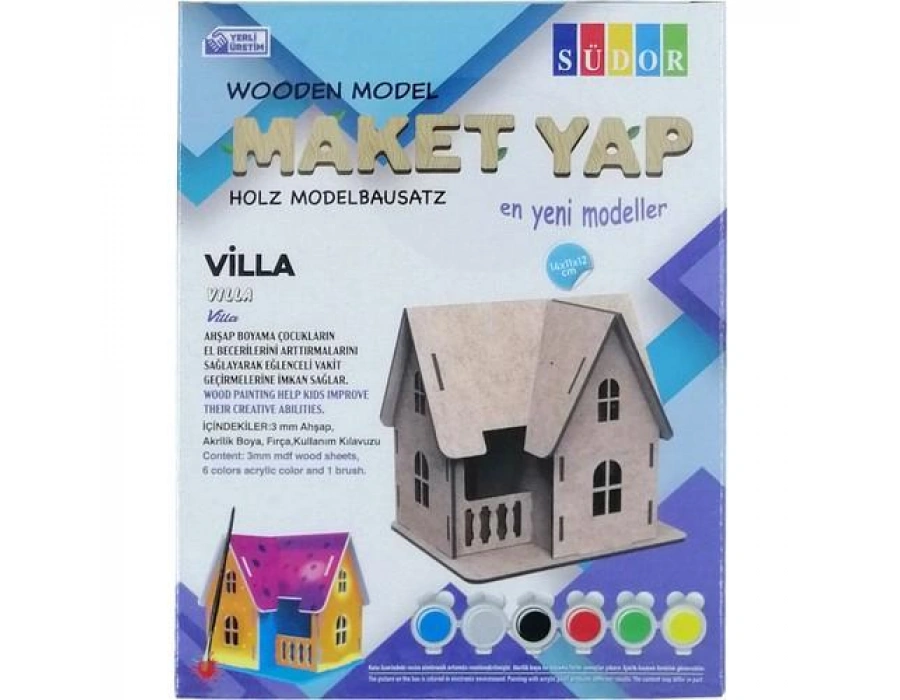 Südor Ahşap Maket Villa Boyama Seti 14X11X12 cm N:MD204 Südor