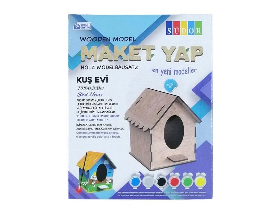 Südor Ahşap Maket kuş evi Boyama Seti