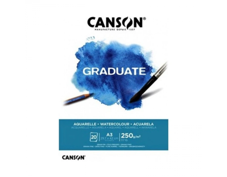 Canson Graduate Aquarella & Watercolor Blok A3 20 Yaprak 250 gr