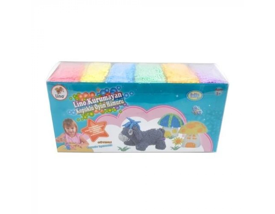 LİNO KURUMAYAN KÖPÜKLÜ OYUN HAMURU 10 GR PVC KUTU 6LI