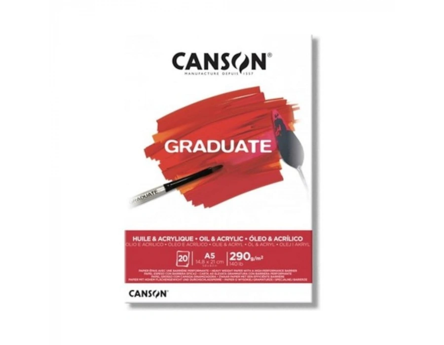 Canson Graduate Yağlı Boya ve Akrilik Boya Defteri Blok 290 gr A5 20 Sayfa
