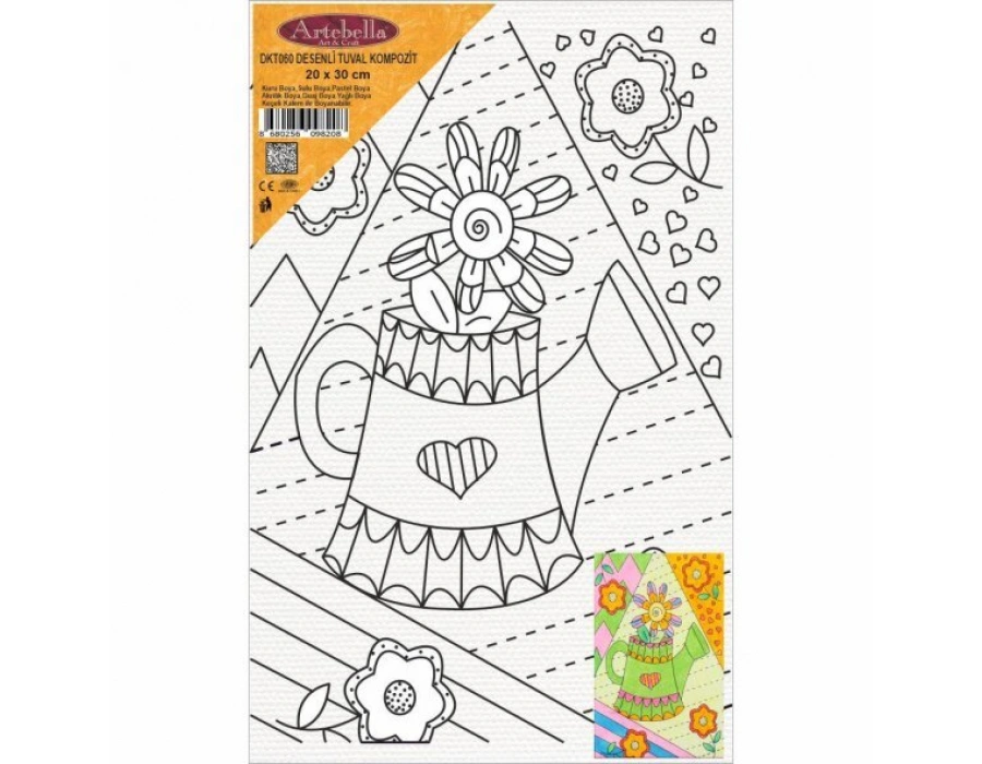 DKT060 desenli tuval kompozit boyama 20x30 cm