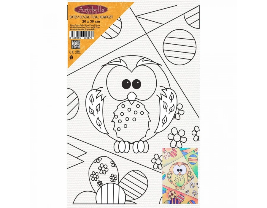 DKT057 desenli tuval kompozit boyama 20x30 cm