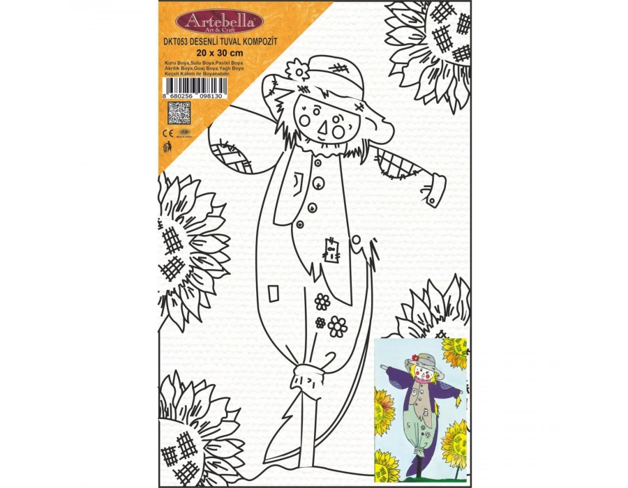 DKT053 desenli tuval kompozit boyama 20x30 cm