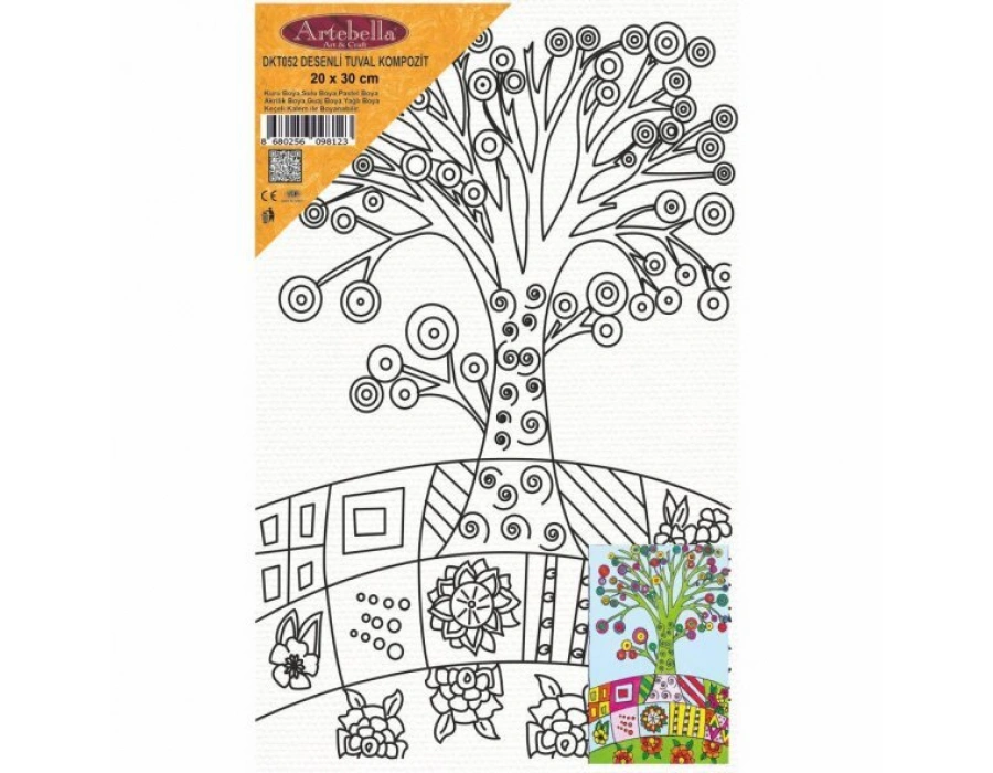 DKT052 desenli tuval kompozit boyama 20x30 cm