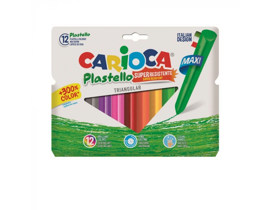 Carioca jumbo üçgen elleri kieletmeyen yıkanabilir pastel boya kalem 12 li