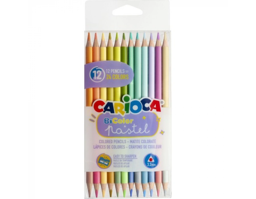 Carioca Pastel Renk Kuru Boya Kalem Çift Taraflı 12li (24 Renk)