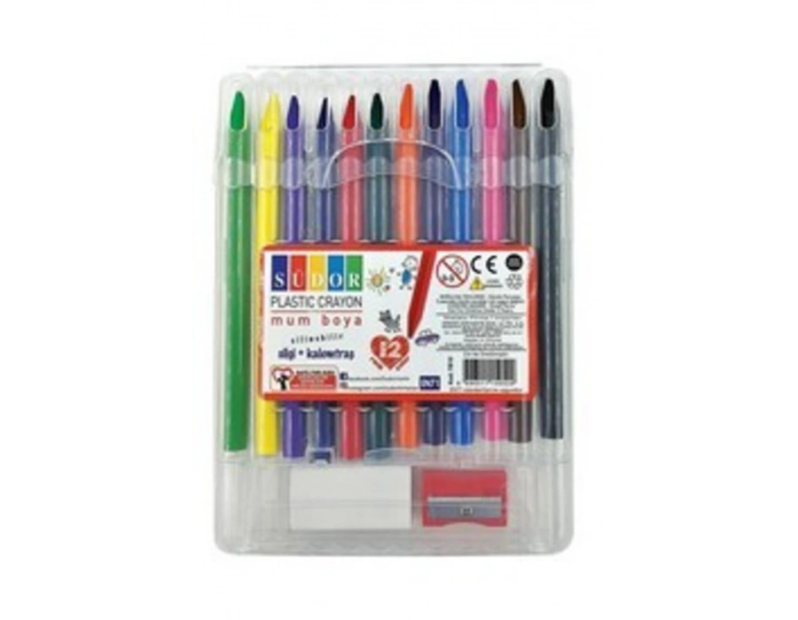 Südor Plastik Crayon 12 Li Mum Boyası (silgi + Kalemtraş Hediyeli)