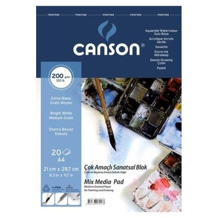 Canson 200 Gr Spiralli A4 20 Sayfa Fineface Çok Amaçlı Sanatsal Blok DEFTER