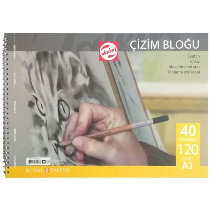 Talens Çizim Ve Resim Bloğu 120 Gr - A3 - 40 Yaprak Spiralli DEFTER