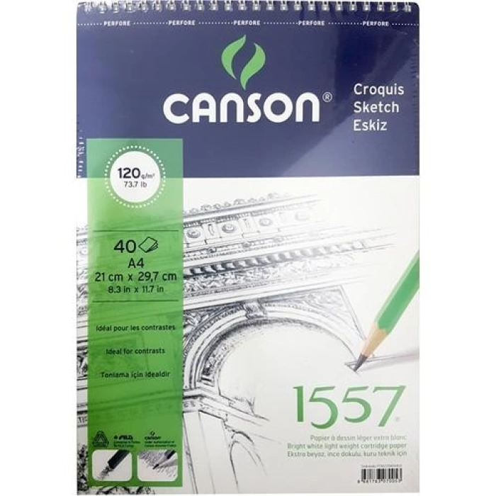 Canson 1557 Resim ve Çizim Bloğu 120 gr A4 40 Sayfa