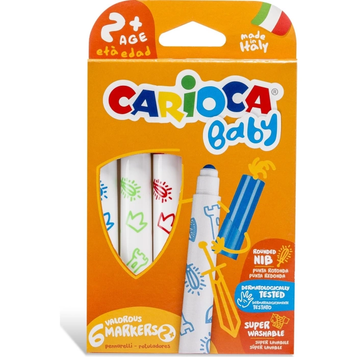 carioca jumbo bebek süper yıkanabilir keçeli boya kalemi 6 lı 2 yaş