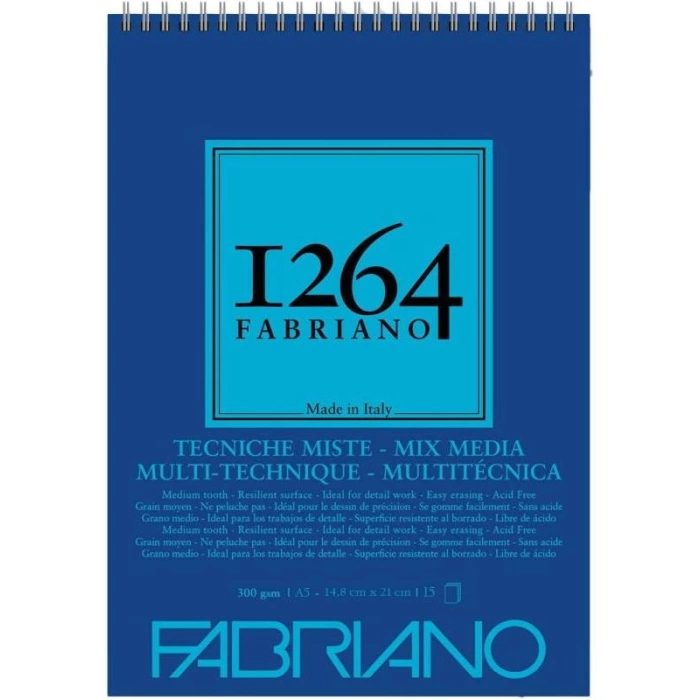 Fabriano 1264 MİX MEDİA DEFTER 300 GR  A5 -15 yp  spiralli