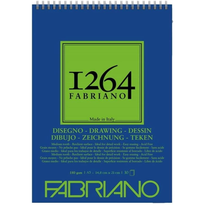 Fabriano 1264 Drawing Spiralli Çizim Defteri 180 gr. 30 Yp. A5